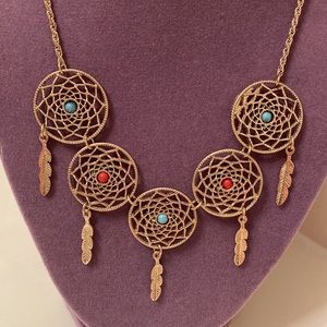 NWOT ETC! American Indian Dream Catcher Adjustable Choker Gold Tone